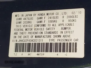 2010 Acura TSX с VIN JH4CU2F60AC021311, выставлен на аукционе IAAI как лот 42667463 с пробегом Не указан миль и . История ставок и продаж доступна на DreamBid. Изображение 9.