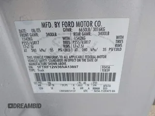 2006 Ford F-150 XL с VIN 1FTRF12W36NA13897, выставлен на аукционе IAAI как лот 41705148 с пробегом 228 585 миль миль и . История ставок и продаж доступна на DreamBid. Изображение 9.
