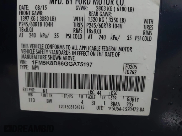 2016 Ford Explorer XLT z VIN 1FM5K8D86GGA75197, wystawiony jako IAAI lot #42220039 z przebiegiem 128 164 mil mil oraz . Historia ofert i sprzedaży dostępna na DreamBid. Obrazek 9.