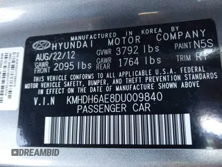 2013 Hyundai Elantra Coupe SE with VIN KMHDH6AE8DU009840, listed as a IAAI auction lot 41409231 with 176,445 mi miles. Bid and sale history available at carsss.com. Image 9.
