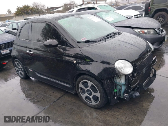 2017 FIAT 500e with VIN 3C3CFFGE0HT561432, listed as a IAAI auction lot 41572417 with 54,001 mi miles. Bid and sale history available at carsss.com. Image 1.