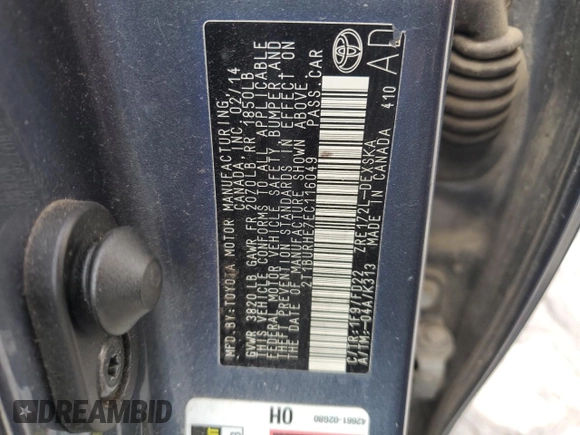 2014 Toyota Corolla L with VIN 2T1BURHE7EC116049, listed as a Copart auction lot 61651345 with 148,954 mi miles and Salvage title. Bid and sale history available at DreamBid. Image 12.