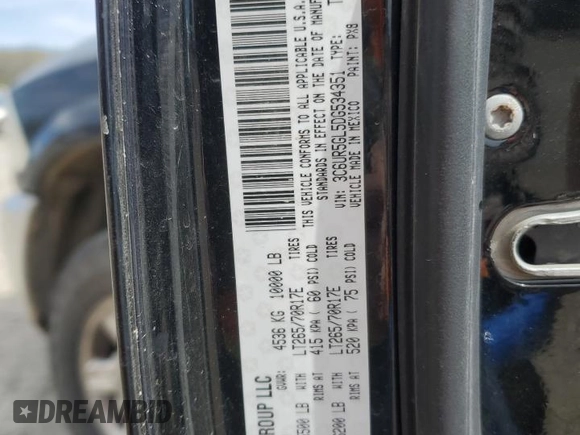 2013 Ram 2500 Laramie Longhorn with VIN 3C6UR5GL5DG534351, listed as a Copart auction lot 49915635 with 183,119 mi miles and Salvage title. Bid and sale history available at DreamBid. Image 12.
