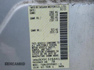 2015 Nissan LEAF SL with VIN 1N4AZ0CP3FC326441, listed as a Copart auction lot 50763835 with 120,373 mi miles and Salvage title. Bid and sale history available at DreamBid. Image 14.