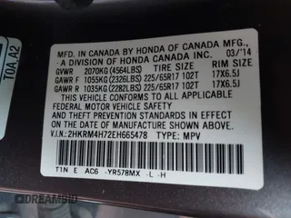 2014 Honda CR-V EX-L with VIN 2HKRM4H72EH665478, listed as a IAAI auction lot 41970335 with 119,557 mi miles. Bid and sale history available at carsss.com. Image 9.