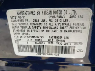 2021 Infiniti Q50 3.0t SENSORY with VIN JN1EV7CP9MM707723, listed as a IAAI auction lot 41834111 with 56,787 mi miles. Bid and sale history available at carsss.com. Image 9.