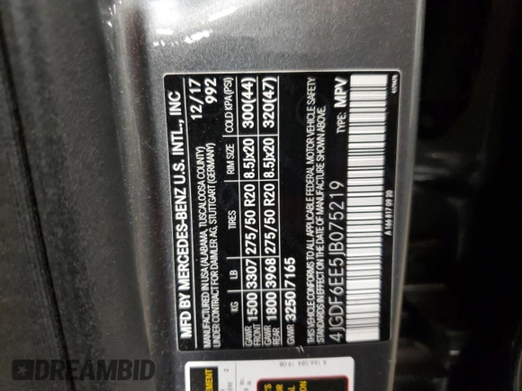 2018 Mercedes-Benz GLS 450 with VIN 4JGDF6EE5JB075219, listed as a Copart auction lot 37605124 with 84,914 mi miles and . Bid and sale history available at DreamBid. Image 13.