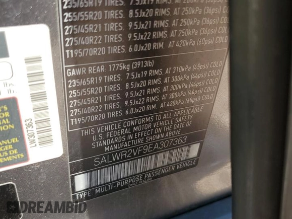 2014 Land Rover Range Rover Sport HSE with VIN SALWR2VF9EA307363, listed as a Copart auction lot 61048525 with 129,719 mi miles and Salvage title. Bid and sale history available at DreamBid. Image 13.