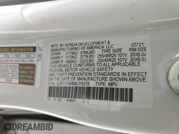 2021 Acura RDX w/A-Spec Package z VIN 5J8TC1H64ML019319, wystawiony jako Copart lot #86519914 z przebiegiem 43 545 mil mil oraz Szkoda całkowita • Salvage title. Historia ofert i sprzedaży dostępna na DreamBid. Obrazek 14.