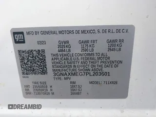 2023 Chevrolet Equinox RS z VIN 3GNAXMEG7PL203601, wystawiony jako IAAI lot #41913587 z przebiegiem 12 837 mil mil oraz . Historia ofert i sprzedaży dostępna na DreamBid. Obrazek 9.