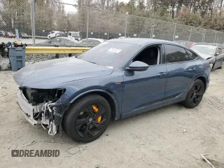 2021 Audi e-tron Sportback S line Premium with VIN WA11AAGE9MB002035, listed as a Copart auction lot 79653524 with 27,380 mi miles and Salvage Title. Bid and sale history available at carsss.com. Image 1.