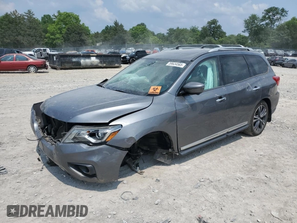 2018 Nissan Pathfinder Platinum with VIN 5N1DR2MM5JC642113, listed as a Copart auction lot 59634565 with 92,274 mi miles and Salvage title. Bid and sale history available at DreamBid. Image 1.