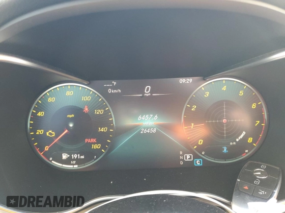 2021 Mercedes-Benz C 300 with VIN W1KWF8DBXMR643580, listed as a Copart auction lot 44043075 with 26,458 mi miles and Salvage Title. Bid and sale history available at carsss.com. Image 9.