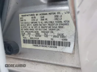 1999 Nissan Altima XE with VIN 1N4DL01DXXC132336, listed as a IAAI auction lot 41926059 with 212,798 mi miles and . Bid and sale history available at carsss.com. Image 9.