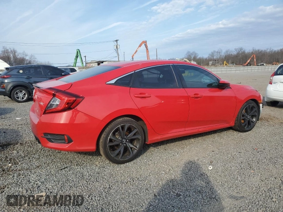 2019 Honda Civic Sport with VIN 2HGFC2F82KH597601, listed as a Copart auction lot 48484185 with 81,778 mi miles and Salvage title. Bid and sale history available at DreamBid. Image 3.