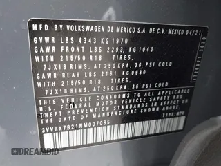 2022 Volkswagen Taos SE z VIN 3VVRX7B21NM007085, wystawiony jako IAAI lot #42018520 z przebiegiem 27 904 mil mil oraz . Historia ofert i sprzedaży dostępna na DreamBid. Obrazek 9.