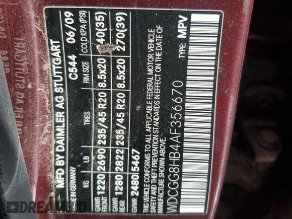 2010 Mercedes-Benz GLK 350 with VIN WDCGG8HB4AF356670, listed as a Copart auction lot 48237205 with 158,522 mi miles and Salvage Title. Bid and sale history available at DreamBid. Image 13.