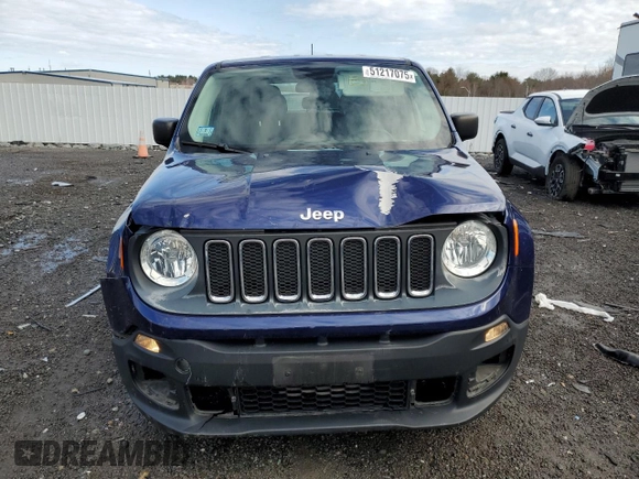 2017 Jeep Renegade Sport with VIN ZACCJBAB7HPE44925, listed as a Copart auction lot 51217075 with 56,505 mi miles and Salvage Title. Bid and sale history available at carsss.com. Image 5.