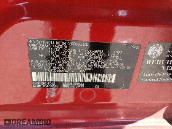 2006 Toyota RAV4 Sport with VIN JTMZK32V666002014, listed as a Copart auction lot 48408585 with Not Provided miles and Non Repairable. Bid and sale history available at carsss.com. Image 14.