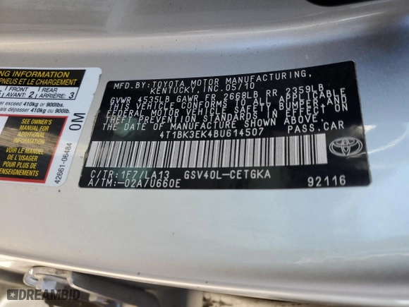 2011 Toyota Camry LE with VIN 4T1BK3EK4BU614507, listed as a Copart auction lot 48820585 with 68,400 mi miles and Salvage Title. Bid and sale history available at carsss.com. Image 15.