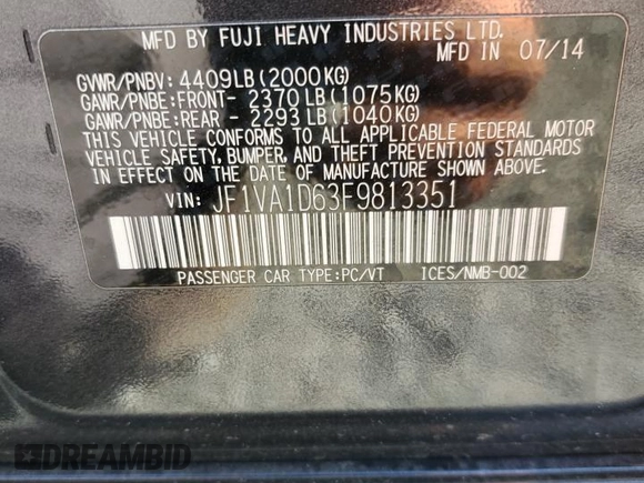 2015 Subaru WRX Premium with VIN JF1VA1D63F9813351, listed as a Copart auction lot 53405865 with 140,948 mi miles and Clean Title. Bid and sale history available at carsss.com. Image 12.