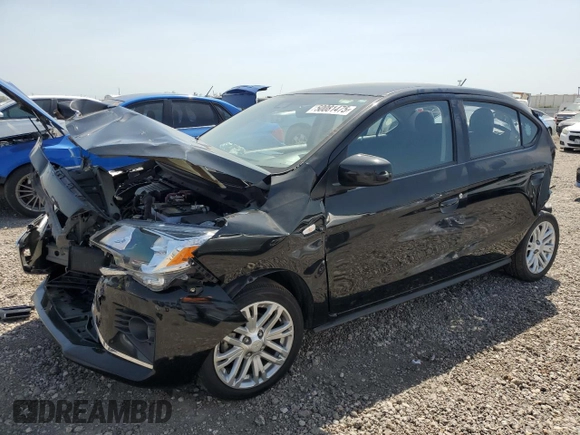 2023 Mitsubishi Mirage ES z VIN ML32FUFJ0PHF05827, wystawiony jako Copart lot #50081475 z przebiegiem 71 445 mil mil oraz Szkoda całkowita • Salvage title. Historia ofert i sprzedaży dostępna na DreamBid. Obrazek 1.