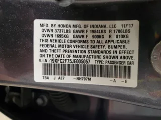 2018 Honda Civic EX with VIN 19XFC2F75JE005057, listed as a Copart auction lot 48601125 with 84,100 mi miles and Salvage Title. Bid and sale history available at DreamBid. Image 14.