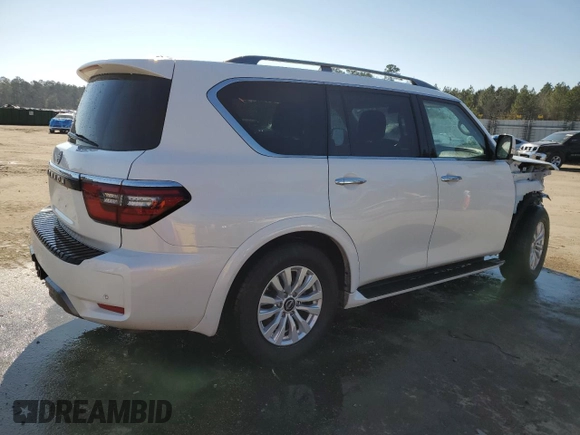 2021 Nissan Armada SV z VIN JN8AY2AD4M9662695, wystawiony jako Copart lot #43764595 z przebiegiem 107 098 mil mil oraz Szkoda całkowita • Salvage title. Historia ofert i sprzedaży dostępna na DreamBid. Obrazek 3.