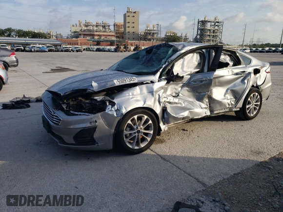 2020 Ford Fusion SE with VIN 3FA6P0HDXLR143531, listed as a Copart auction lot 55091345 with Not provided miles and Salvage title. Bid and sale history available at DreamBid. Image 1.