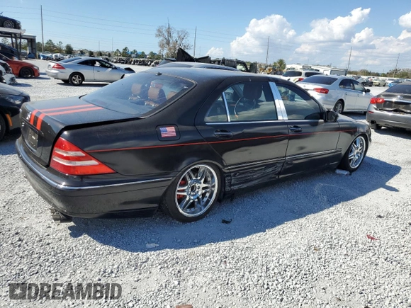 2001 Mercedes-Benz S-Class with VIN WDBNG75J91A206360, listed as a Copart auction lot 44609455 with 0 mi miles and Salvage Title. Bid and sale history available at carsss.com. Image 3.