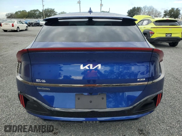 2023 Kia EV6 GT with VIN KNDC5DLE0P5131746, listed as a Copart auction lot 81498944 with 0 mi miles and Salvage Title. Bid and sale history available at carsss.com. Image 6.