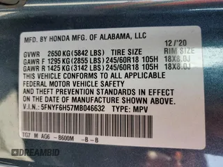 2021 Honda Pilot EX-L z VIN 5FNYF6H57MB046632, wystawiony jako Copart lot #50088865 z przebiegiem 80 326 mil mil oraz Szkoda całkowita • Salvage title. Historia ofert i sprzedaży dostępna na DreamBid. Obrazek 13.