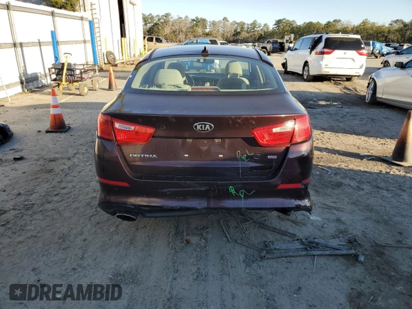 2015 Kia Optima LX with VIN 5XXGM4A71FG489988, listed as a Copart auction lot 45502635 with 140,264 mi miles and Salvage title. Bid and sale history available at DreamBid. Image 6.