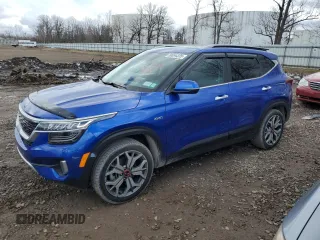 2021 Kia Seltos SX with VIN KNDETCA26M7081310, listed as a Copart auction lot 50694335 with 68,742 mi miles and Salvage Title. Bid and sale history available at carsss.com. Image 1.