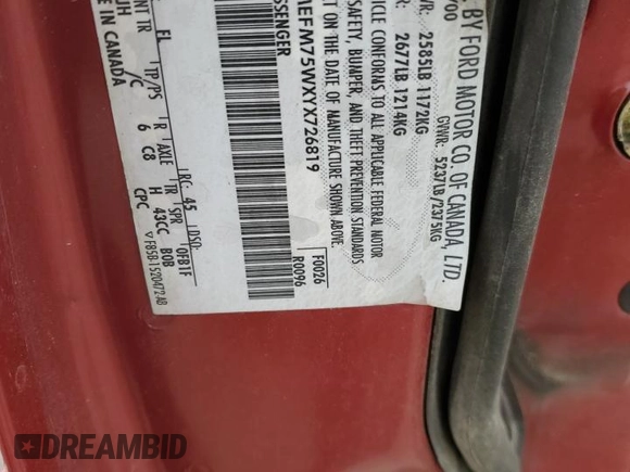 2000 Mercury Grand Marquis LS z VIN 2MEFM75WXYX726819, wystawiony jako Copart lot #52873675 z przebiegiem 144 692 mil mil oraz Nie do naprawy. Historia ofert i sprzedaży dostępna na DreamBid. Obrazek 12.