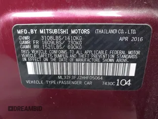 2017 Mitsubishi Mirage ES z VIN ML32F3FJ2HHF05064, wystawiony jako IAAI lot #42249561 z przebiegiem 47 370 mil mil oraz . Historia ofert i sprzedaży dostępna na DreamBid. Obrazek 9.