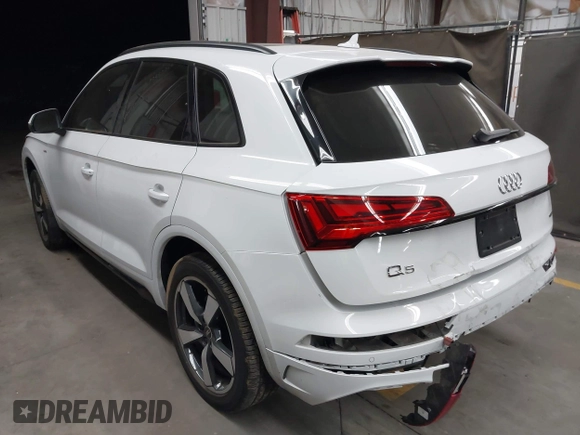 2023 Audi Q5 S line Premium Plus with VIN WA1EAAFYXP2061578, listed as a IAAI auction lot 42338898 with 20,190 mi miles and . Bid and sale history available at DreamBid. Image 3.