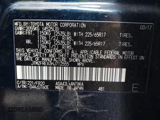 2017 Toyota RAV4 LE с VIN JTMZFREV3HJ712555, выставлен на аукционе IAAI как лот 42233808 с пробегом 86 294 миль миль и . История ставок и продаж доступна на DreamBid. Изображение 9.