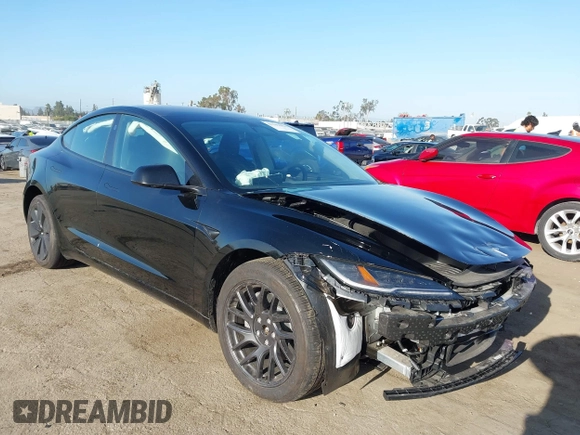 2025 Tesla Model 3 Long Range with VIN 5YJ3E1EB3SF926394, listed as a IAAI auction lot 42249844 with 1,090 mi miles and . Bid and sale history available at DreamBid. Image 1.