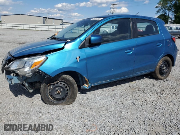 2021 Mitsubishi Mirage ES z VIN ML32AUHJXMH011429, wystawiony jako Copart lot #55936305 z przebiegiem 63 079 mil mil oraz Szkoda całkowita • Salvage title. Historia ofert i sprzedaży dostępna na DreamBid. Obrazek 1.