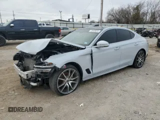 2022 Genesis G70 2.0T with VIN KMTG34TA2NU088116, listed as a Copart auction lot 85489634 with 83,335 mi miles and Clean Title. Bid and sale history available at DreamBid. Image 1.
