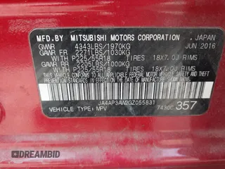 2016 Mitsubishi Outlander Sport 2.4 SE with VIN JA4AP3AW2GZ055831, listed as a IAAI auction lot 41592665 with 175,532 mi miles. Bid and sale history available at carsss.com. Image 9.