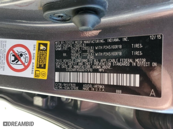 2016 Toyota Highlander LE with VIN 5TDZARFH5GS017910, listed as a Copart auction lot 47396115 with 145,625 mi miles and Salvage Title. Bid and sale history available at carsss.com. Image 14.