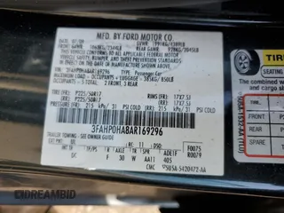 2010 Ford Fusion SE with VIN 3FAHP0HA8AR169296, listed as a Copart auction lot 61769515 with 174,063 mi miles and Salvage title. Bid and sale history available at DreamBid. Image 12.