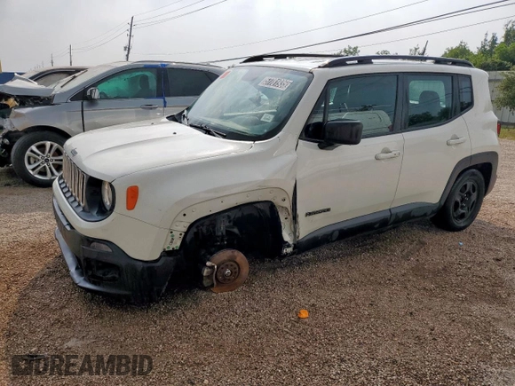2018 Jeep Renegade Sport with VIN ZACCJAAB9JPG92979, listed as a Copart auction lot 57781935 with 117,095 mi miles and Clean title. Bid and sale history available at DreamBid. Image 1.