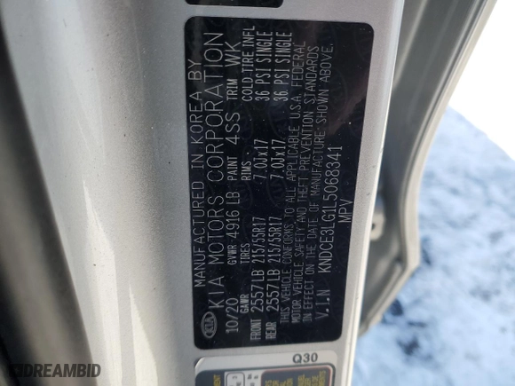 2020 Kia Niro EV EX Premium with VIN KNDCE3LG1L5068341, listed as a Copart auction lot 46033565 with 82,851 mi miles and Salvage Title. Bid and sale history available at carsss.com. Image 13.
