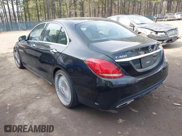 2015 Mercedes-Benz C-Class C 400 with VIN 55SWF6GB6FU010138, listed as a IAAI auction lot 41698016 with 150,824 mi miles. Bid and sale history available at carsss.com. Image 3.