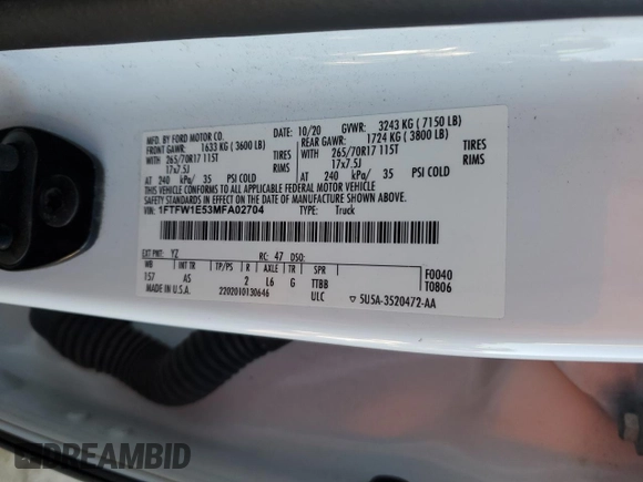 2021 Ford F-150 XL with VIN 1FTFW1E53MFA02704, listed as a Copart auction lot 87911895 with 137,651 mi miles and Salvage Title. Bid and sale history available at carsss.com. Image 12.