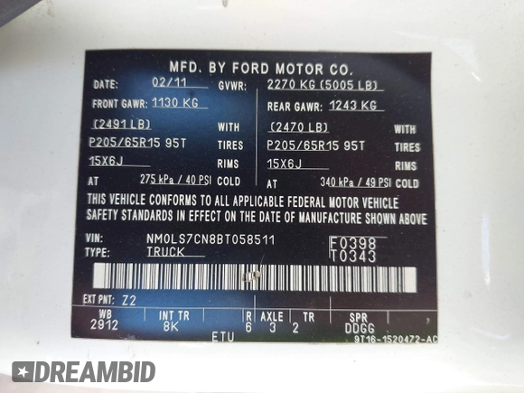 2011 Ford Transit Connect XL с VIN NM0LS7CN8BT058511, выставлен на аукционе IAAI как лот 41859024 с пробегом 180 227 миль миль и . История ставок и продаж доступна на DreamBid. Изображение 9.