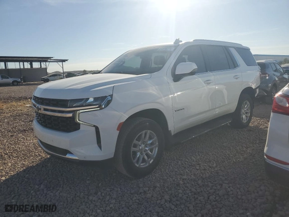 2023 Chevrolet Tahoe LS with VIN 1GNSCMKD7PR283453, listed as a Copart auction lot 81376314 with 21,308 mi miles and Salvage Title. Bid and sale history available at carsss.com. Image 1.